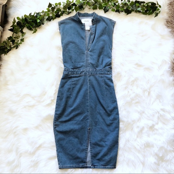 91:LTD Dresses & Skirts - 91:LTD Denim Split Front Sheath Dress